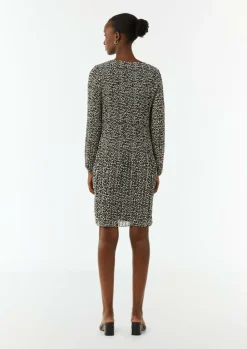 Plissiertes Chiffon-Kleid mit Leo-Print-Comma Hot