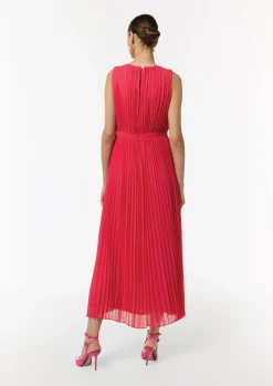 Plissiertes Maxi-Kleid mit Rundhalsausschnitt-Comma New
