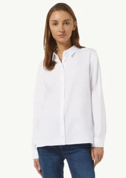 Popeline-Hemdbluse mit seitlich geschlitztem Saum-Comma Outlet
