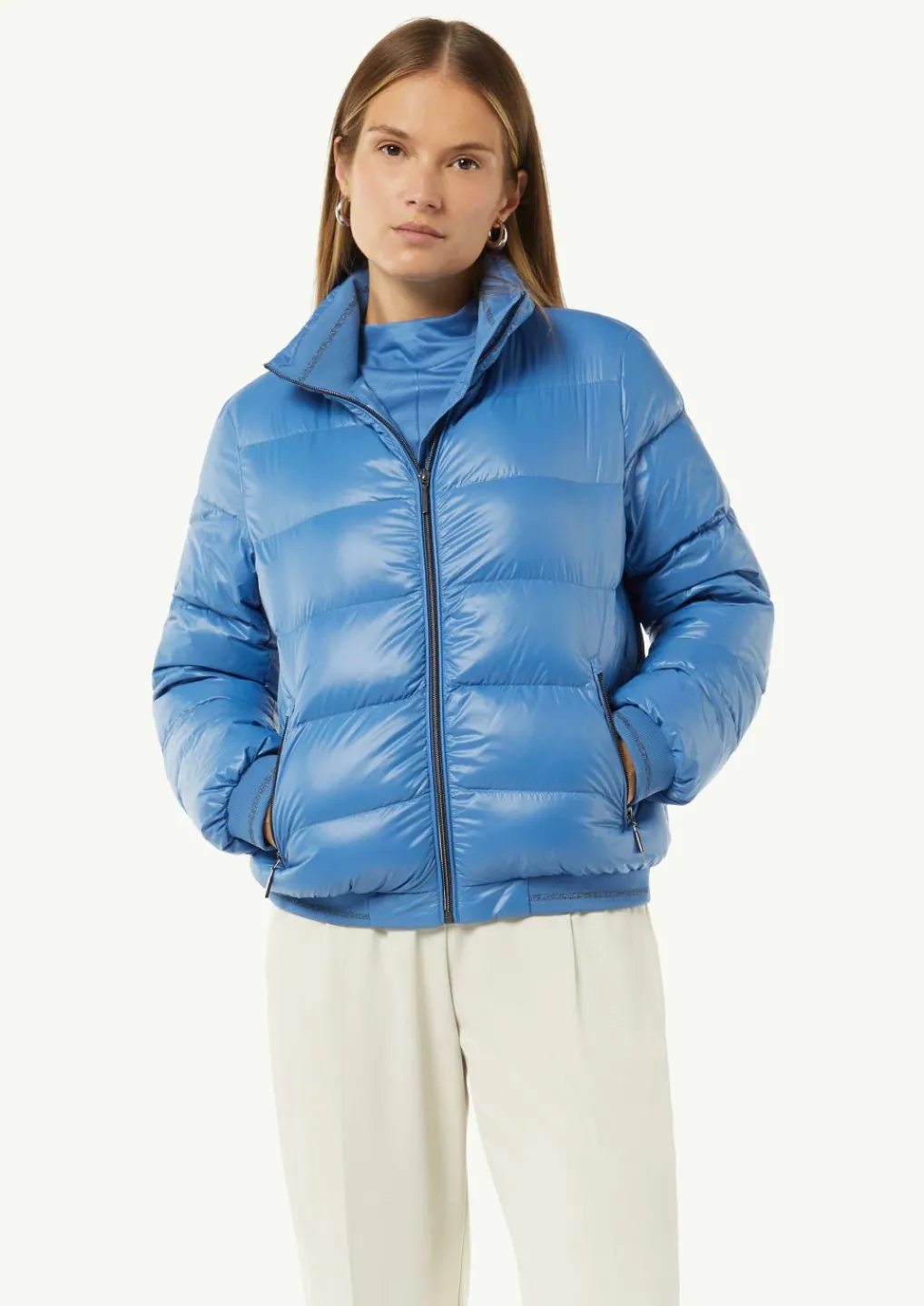 Pufferjacke mit Stehkragen und Rippbündchen-Comma New