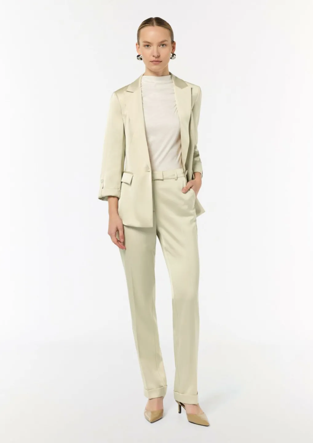 Regular: Satinhose mit geradem Bein-Comma New