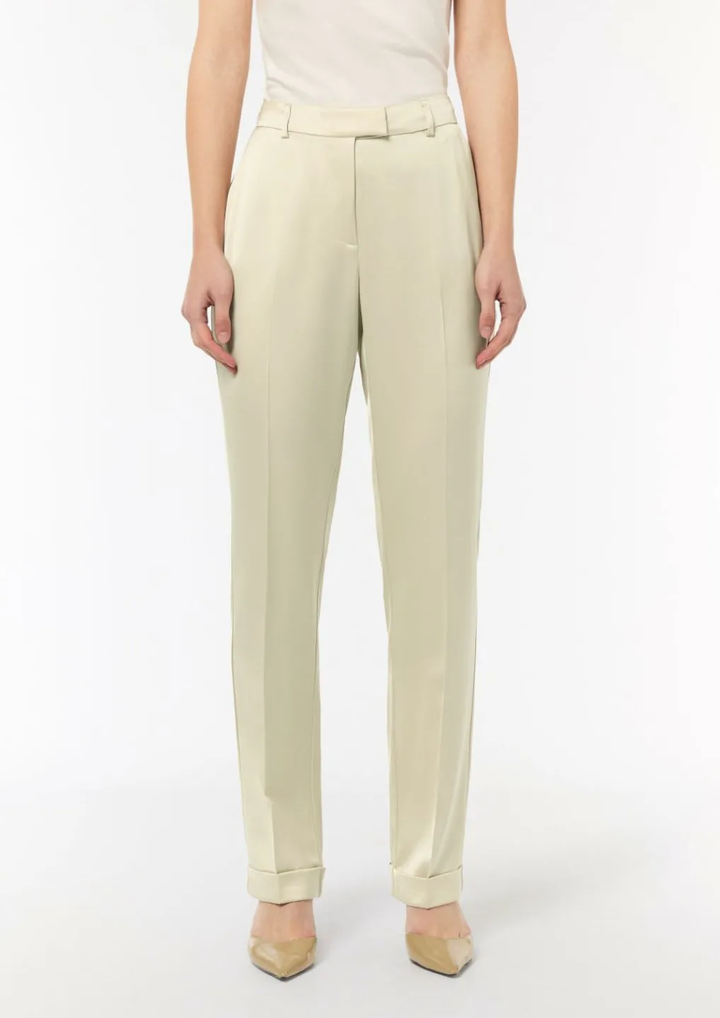 Regular: Satinhose mit geradem Bein-Comma New