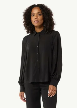 Relaxed-Fit-Bluse mit voluminösen Ärmeln und Raffungen-Comma Online