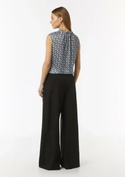Ärmellose Satin-Bluse mit All-over-Logo-Print-Comma Best