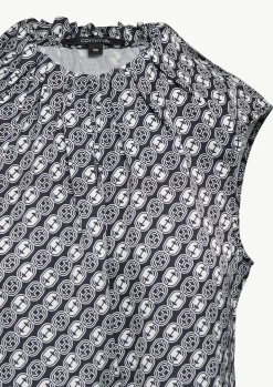 Ärmellose Satin-Bluse mit All-over-Logo-Print-Comma Best