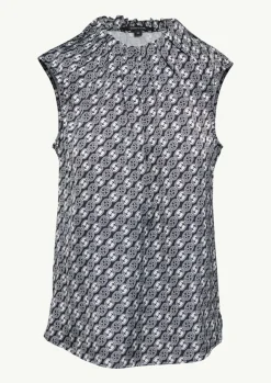 Ärmellose Satin-Bluse mit All-over-Logo-Print-Comma Best