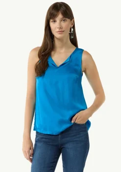 Ärmelloses Shirt aus Viskosemix mit Tunika-Ausschnitt-Comma Sale