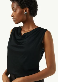 Ärmelloses Shirt mit Wasserfall-Ausschnitt-Comma Clearance