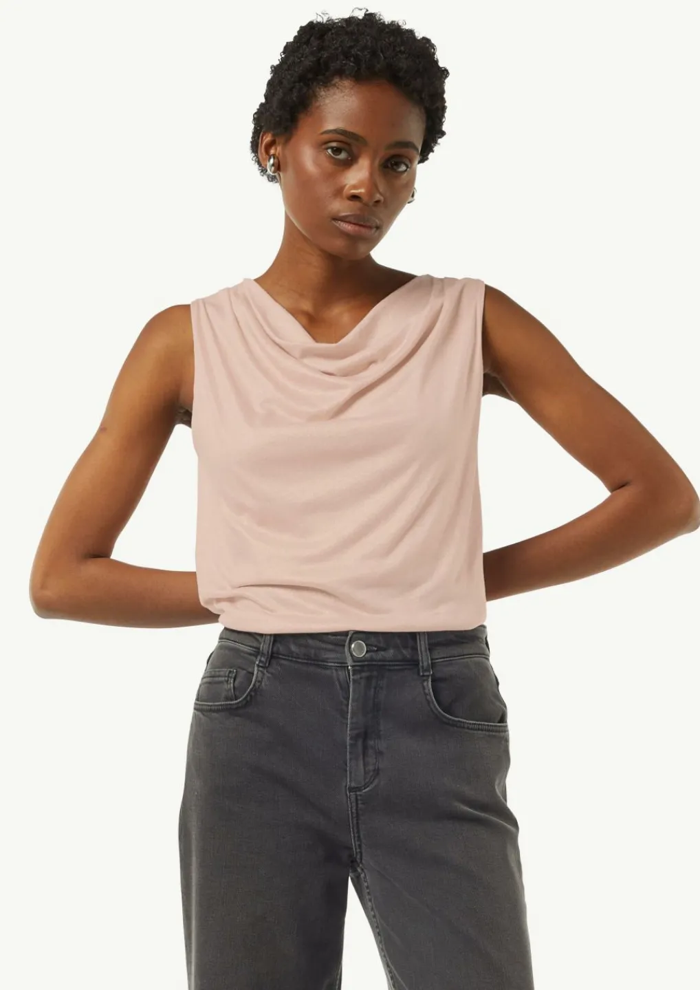 Ärmelloses Shirt mit Wasserfall-Ausschnitt-Comma Best