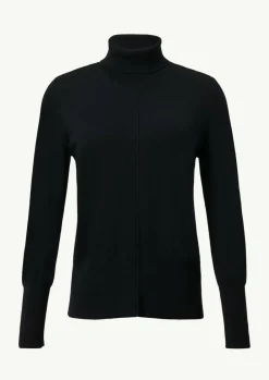Rollkragenpullover mit Biesen und Rippdetails-Comma Discount