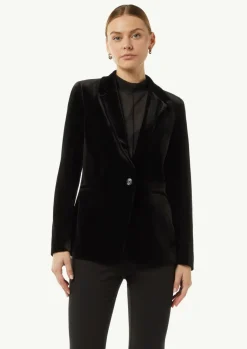 Samt-Blazer mit Reverskragen-Comma New