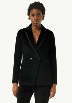 Samt-Blazer mit Satin-Details-Comma Fashion