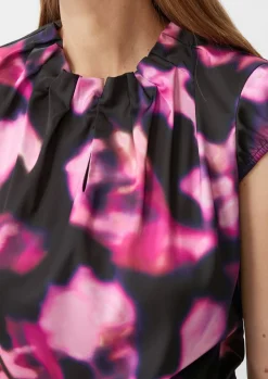 Satinbluse mit All-over-Print-Comma Fashion
