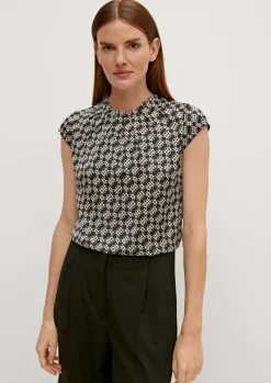 Satinbluse mit Allover-Print-Comma Fashion