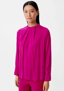 Satinbluse mit Falten-Detail-Comma Sale