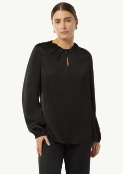Satin-Bluse mit Falten-Detail am Ausschnitt-Comma Outlet