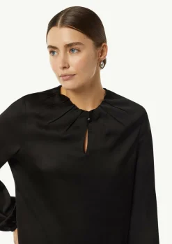 Satin-Bluse mit Falten-Detail am Ausschnitt-Comma Outlet