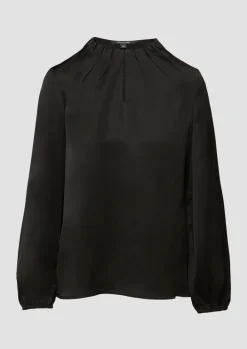 Satin-Bluse mit Falten-Detail am Ausschnitt-Comma Outlet