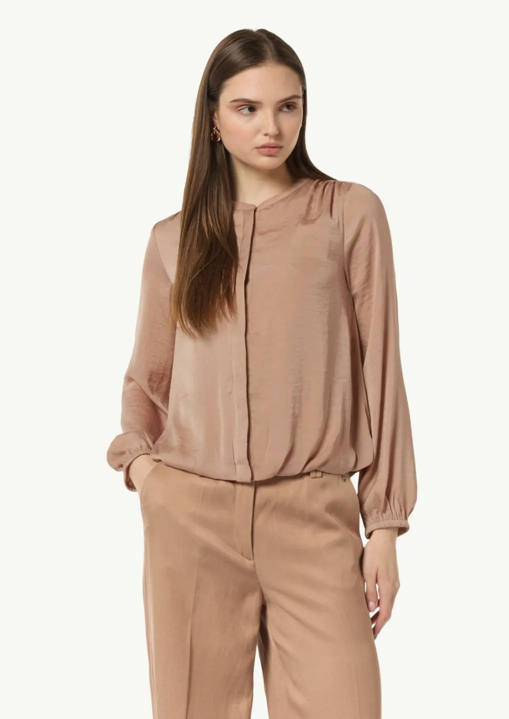 Satinbluse mit gerafftem Bund-Comma Online