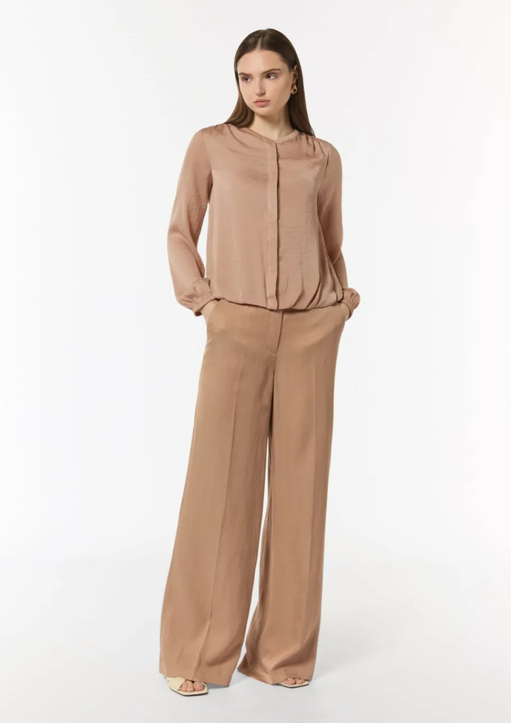 Satinbluse mit gerafftem Bund-Comma Online