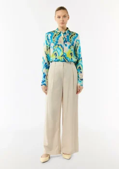 Satinbluse mit Hemdkragen und All-over-Print-Comma Sale