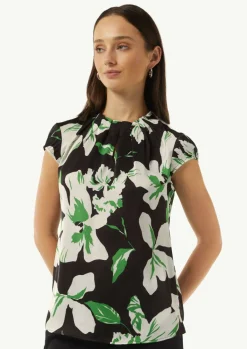 Satinbluse mit Kappärmeln-Comma Hot