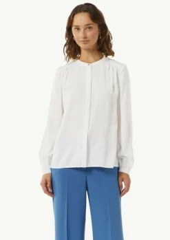 Satinbluse mit Raffung-Comma Fashion
