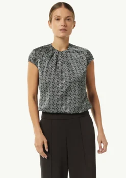 Satinbluse mit Raffung und Kappärmeln-Comma Discount
