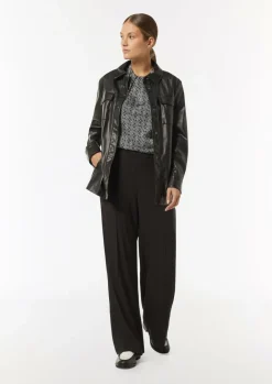 Satinbluse mit Raffung und Kappärmeln-Comma Discount