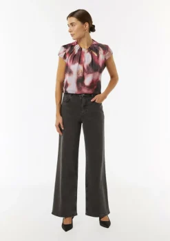 Satinbluse mit Raffung und Kappärmeln-Comma Sale