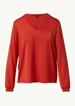 Satin-Bluse mit Rippbündchen-Comma Outlet