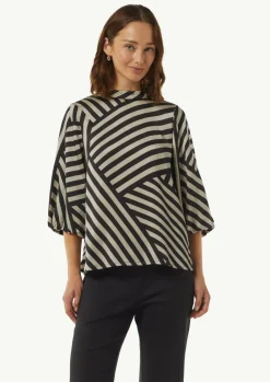 Satin-Bluse mit Stehkragen-Comma Online