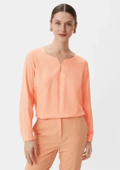 Satinbluse mit Tunika-Ausschnitt-Comma New