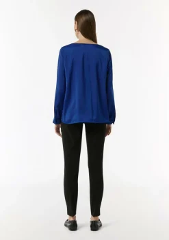 Satinbluse mit Tunika-Ausschnitt-Comma New