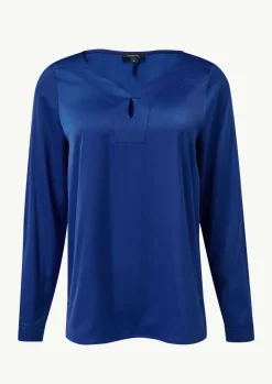 Satinbluse mit Tunika-Ausschnitt-Comma New