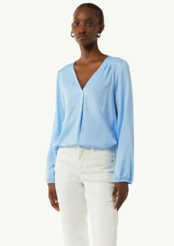 Satinbluse mit V-Ausschnitt-Comma Hot