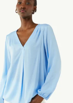 Satinbluse mit V-Ausschnitt-Comma Hot