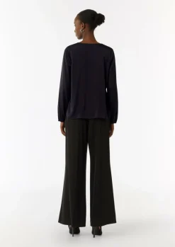 Satinbluse mit V-Ausschnitt-Comma Fashion