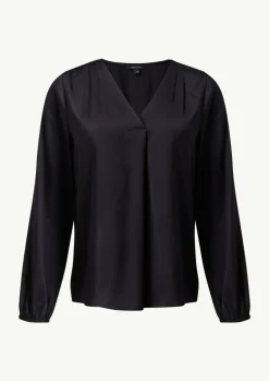 Satinbluse mit V-Ausschnitt-Comma Fashion