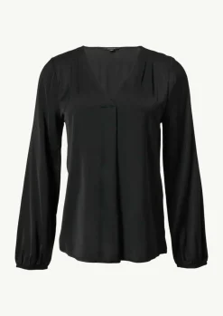 Satinbluse mit V-Ausschnitt-Comma Fashion