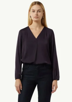 Satinbluse mit V-Ausschnitt-Comma Outlet
