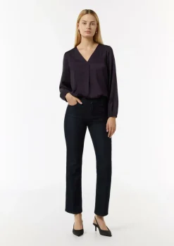 Satinbluse mit V-Ausschnitt-Comma Outlet