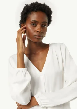 Satin-Bluse mit V-Ausschnitt-Comma Discount