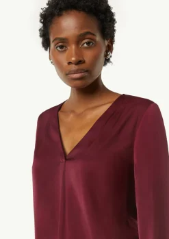 Satin-Bluse mit V-Ausschnitt-Comma Discount