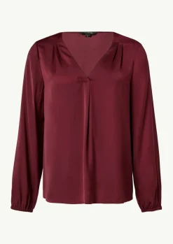 Satin-Bluse mit V-Ausschnitt-Comma Discount
