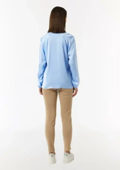 Satinierte Bluse mit Raglanärmeln und V-Ausschnitt-Comma Outlet