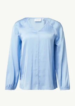 Satinierte Bluse mit Raglanärmeln und V-Ausschnitt-Comma Outlet