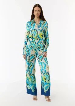 Satinierte Wide-Leg-Hose aus Viskose mit Elastikbund-Comma Clearance