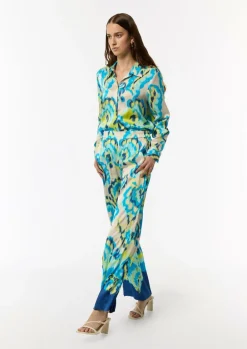 Satinierte Wide-Leg-Hose aus Viskose mit Elastikbund-Comma Clearance