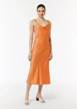 Satinkleid mit Wasserfall-Ausschnitt-Comma Fashion